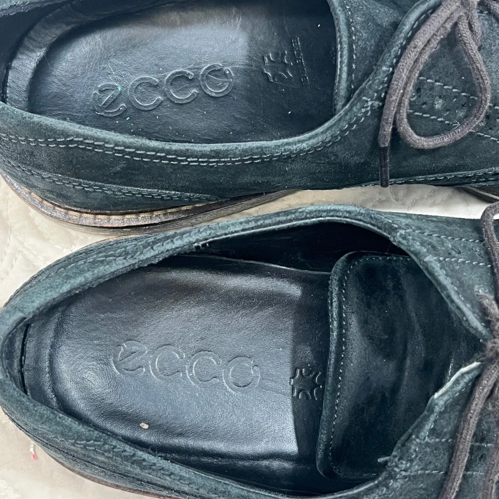 Ecco Vitrus Mens US 12 EU46 Black Wingtip‎ Suede Leather Oxford Shoes